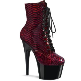 Pleaser ADORE-1020SP Stivaletti con Plateau Pitonato Rosso