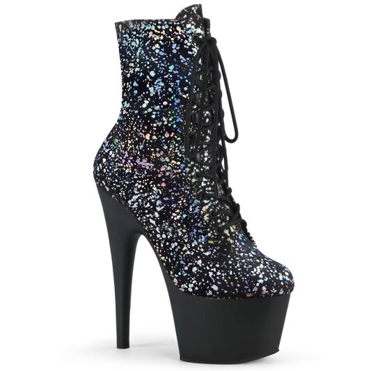 Pleaser ADORE-1020SPLAT Stivaletti con Plateau Ologramma Velluto Multicolore