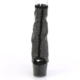 Pleaser ADORE-1031GM Stivaletti con Plateau Strass Rete Nero