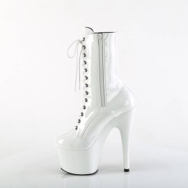 Pleaser ADORE-1040TT Stivaletti con Plateau Vernice Marrone Bianco