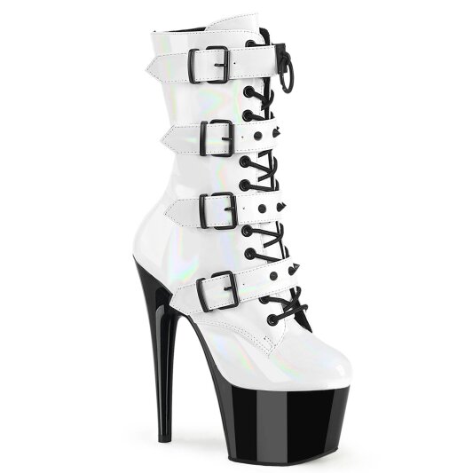 Pleaser ADORE-1046TT Stivaletti con Plateau Vernice Bianco