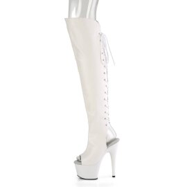 Pleaser ADORE-3019 Stivali Sopra Il Ginocchio Con Plateau Similpelle Bianco