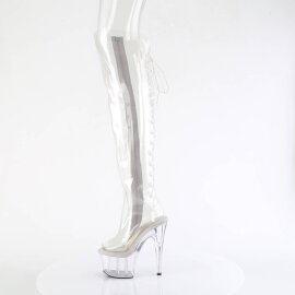 Pleaser ADORE-3019C Stivali Sopra Il Ginocchio Con Plateau Trasparente