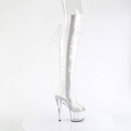 Pleaser ADORE-3019C Stivali Sopra Il Ginocchio Con Plateau Trasparente