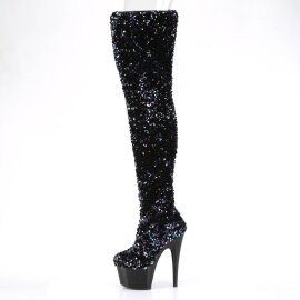 Pleaser ADORE-3020 Stivali Sopra Il Ginocchio Con Plateau Paillettes Nero