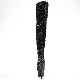Pleaser ADORE-3020 Stivali Sopra Il Ginocchio Con Plateau Paillettes Nero
