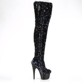 Pleaser ADORE-3020 Stivali Sopra Il Ginocchio Con Plateau Paillettes Nero