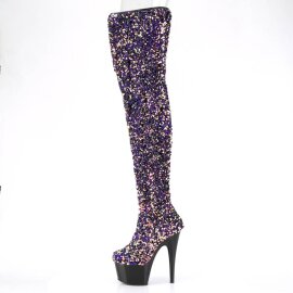 Pleaser ADORE-3020 Stivali Sopra Il Ginocchio Con Plateau Paillettes Viola