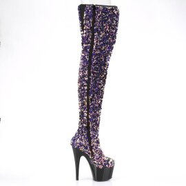 Pleaser ADORE-3020 Stivali Sopra Il Ginocchio Con Plateau Paillettes Viola