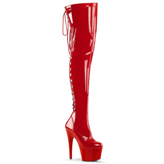 Pleaser ADORE-3063 Stivali Sopra Il Ginocchio Con Plateau Vernice Rosso