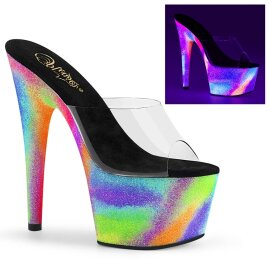 Pleaser ADORE-701GXY Mules con Plateau Glitter Trasparente Multicolore