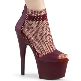 Pleaser ADORE-765RM Sandali con Plateau Rete Pelle Rosso