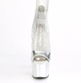 Pleaser ADORE-765RM Sandali con Plateau Rete Cromato Argento
