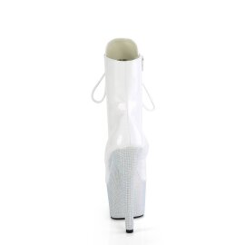 Pleaser BEJEWELED-1020-7 Stivaletti con Plateau Ologramma Strass Bianco