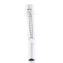 Pleaser BEYOND-1050 Stivaletti con Plateau Vernice Bianco