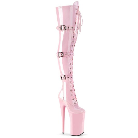 Pleaser BEYOND-3028 Stivali Sopra Il Ginocchio con Plateau Vernice Rosa