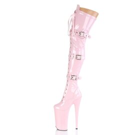 Pleaser BEYOND-3028 Stivali Sopra Il Ginocchio con Plateau Vernice Rosa