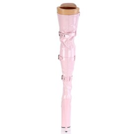 Pleaser BEYOND-3028 Stivali Sopra Il Ginocchio con Plateau Vernice Rosa
