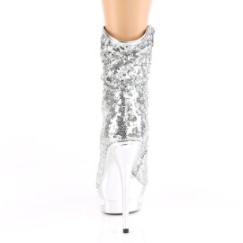Pleaser BLONDIE-R-1009 Stivaletti con Plateau Paillettes Cromato Argento