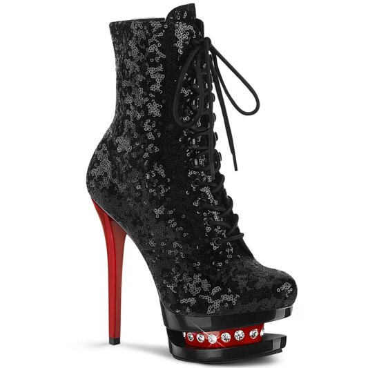 Pleaser BLONDIE-R-1020 Stivaletti con Plateau Paillettes Nero