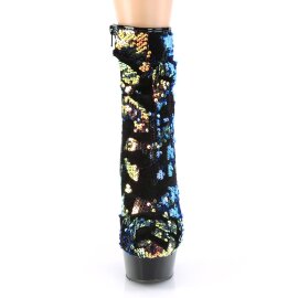 Pleaser DELIGHT-1004 Stivaletti con Plateau Paillettes Blu