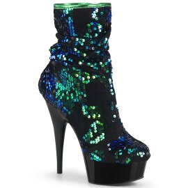 Pleaser DELIGHT-1004 Stivaletti con Plateau Paillettes Verde