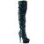 Pleaser DELIGHT-3004 Stivali Sopra Il Ginocchio Con Plateau Paillettes Verde