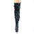 Pleaser DELIGHT-3004 Stivali Sopra Il Ginocchio Con Plateau Paillettes Verde