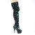 Pleaser DELIGHT-3004 Stivali Sopra Il Ginocchio Con Plateau Paillettes Verde