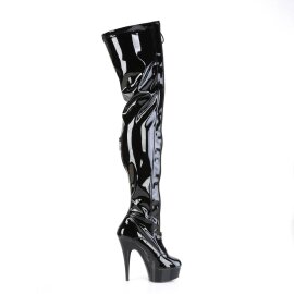 Pleaser DELIGHT-3027 Stivali Sopra Il Ginocchio Con Plateau Vernice Nero