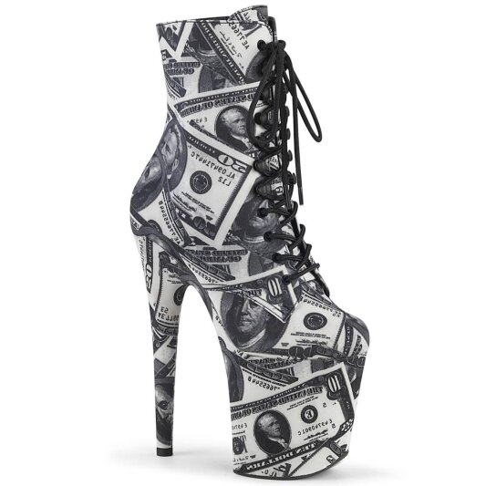 Pleaser FLAMINGO-1020DP Stivaletti con Plateau Nero Bianco