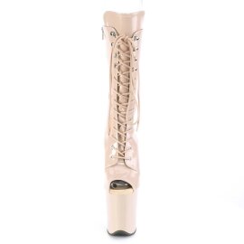 Pleaser FLAMINGO-1051 Stivaletti con Plateau Vernice Beige
