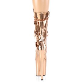 Pleaser FLAMINGO-1053 Stivaletti con Plateau Metallico Cromato Dorato Rosa