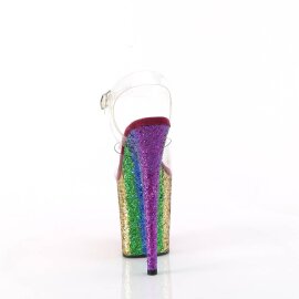 Pleaser FLAMINGO-808RBG Sandali con Plateau Glitter Trasparente Multicolore