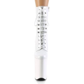 Pleaser INFINITY-1020 Stivaletti con Plateau Vernice Bianco