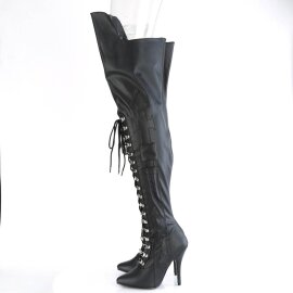 Pleaser SEDUCE-3082 Stivali Sopra Il Ginocchio Similpelle Nero