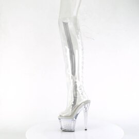 Pleaser SPECTATOR-3019C Stivali Sopra Il Ginocchio Con Plateau Trasparente