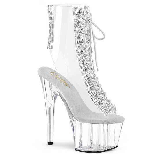 Pleaser ADORE-1016C-2 Stivaletti con Plateau Strass Trasparente EU-41 / US-11