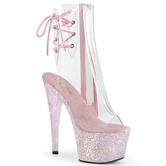 Pleaser ADORE-1018C Stivaletti con Plateau Glitter Trasparente Rosa EU-35 / US-5