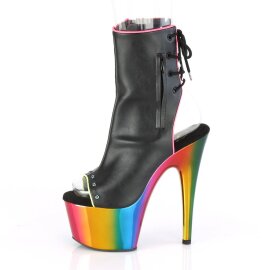 Pleaser ADORE-1018RC-02 Stivaletti con Plateau Similpelle Cromato Nero Multicolore EU-38 / US-8