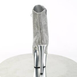 Pleaser ADORE-1020CHRS Stivaletti con Plateau Strass Cromato Argento EU-35 / US-5