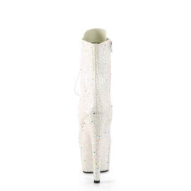 Pleaser ADORE-1020GDLG Stivaletti con Plateau Glitter Bianco EU-36 / US-6