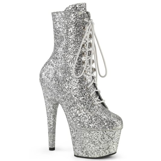 Pleaser ADORE-1020GWR Stivaletti con Plateau Glitter Argento EU-37 / US-7