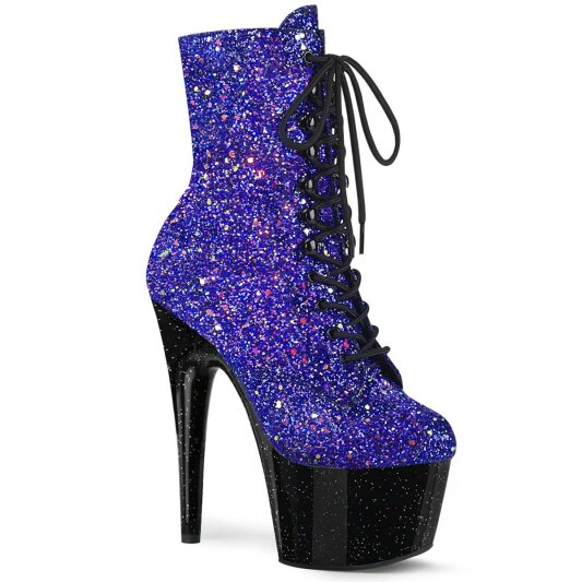 Pleaser ADORE-1020MG Stivaletti con Plateau Glitter Multicolore Blu EU-35 / US-5