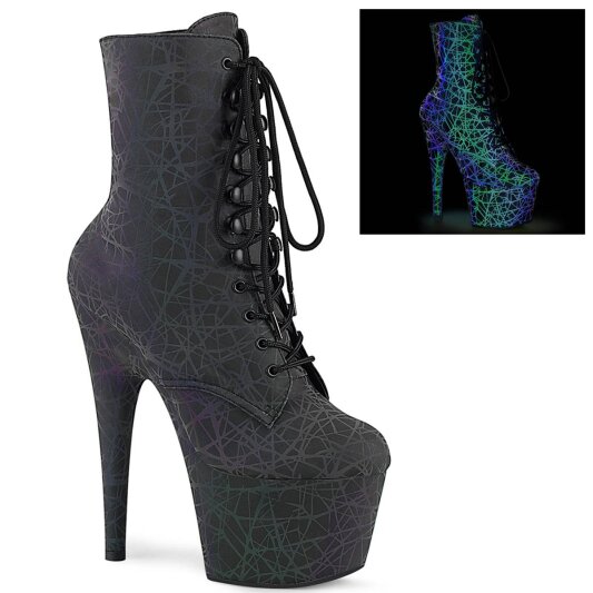 Pleaser ADORE-1020REFL Stivaletti con Plateau Riflesso Nero EU-39 / US-9