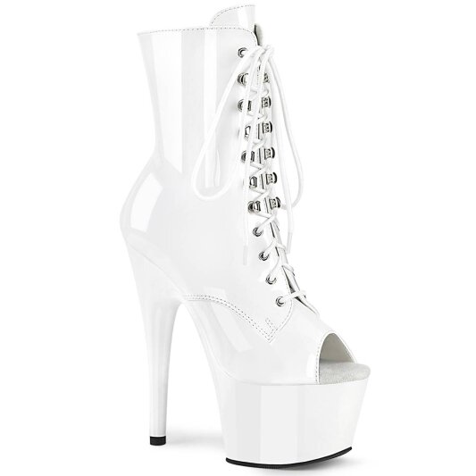 Pleaser ADORE-1021 Stivaletti con Plateau Vernice Bianco EU-37 / US-7
