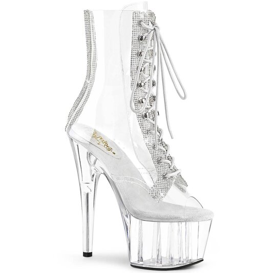 Pleaser ADORE-1021C-2 Stivaletti con Plateau Strass Trasparente EU-39 / US-9