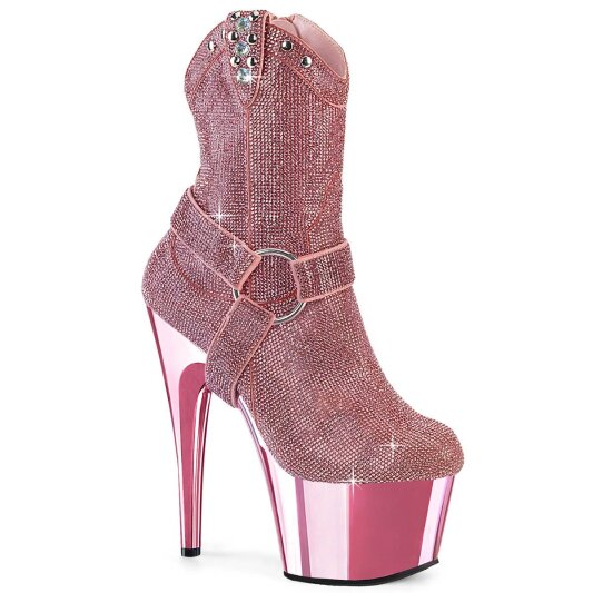 Pleaser ADORE-1029CHRS Stivaletti con Plateau Strass Cromato Rosa Chiaro EU-40 / US-10
