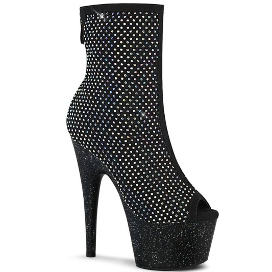 Pleaser ADORE-1031GM Stivaletti con Plateau Strass Rete Nero EU-41 / US-11
