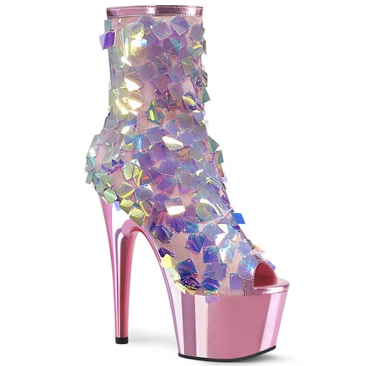Pleaser ADORE-1031SSQ Stivaletti con Plateau Paillettes Cromato Rosa Chiaro EU-40 / US-10